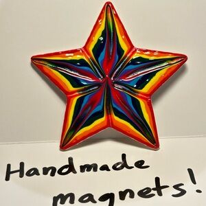 STAR - Handmade painted wooden magnet